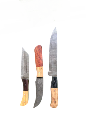 CUSTOM HANDMADE CARBON STEEL CHEF KNIVES SET 3 Pcs, (CKN-19)