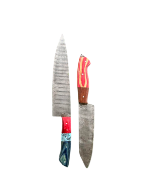 CUSTOM HANDMADE CARBON STEEL CHEF KNIVES SET 2 Pcs, (CKN-21)