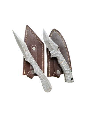 Two Damascus-Style Fixed Blade Knives Set (SKN-100)